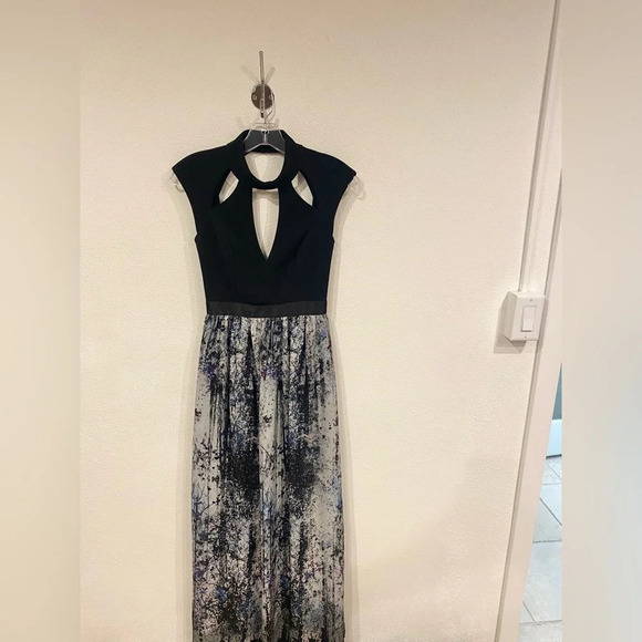 ABS Allen Schwartz Tree Print Cutout Gown Size 0 EUC - Picture 2 of 5